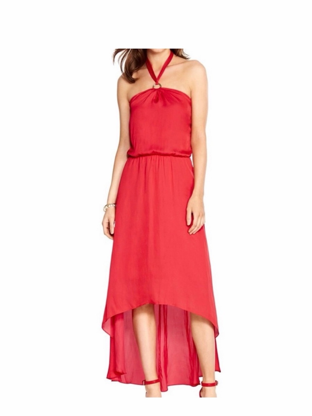 White House Black Market Red Halter High-Low Dress